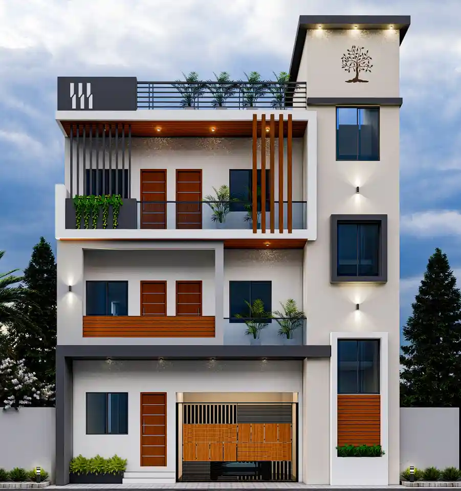 Ongoing Kryston residential project elevation with contemporary multi-storey facade