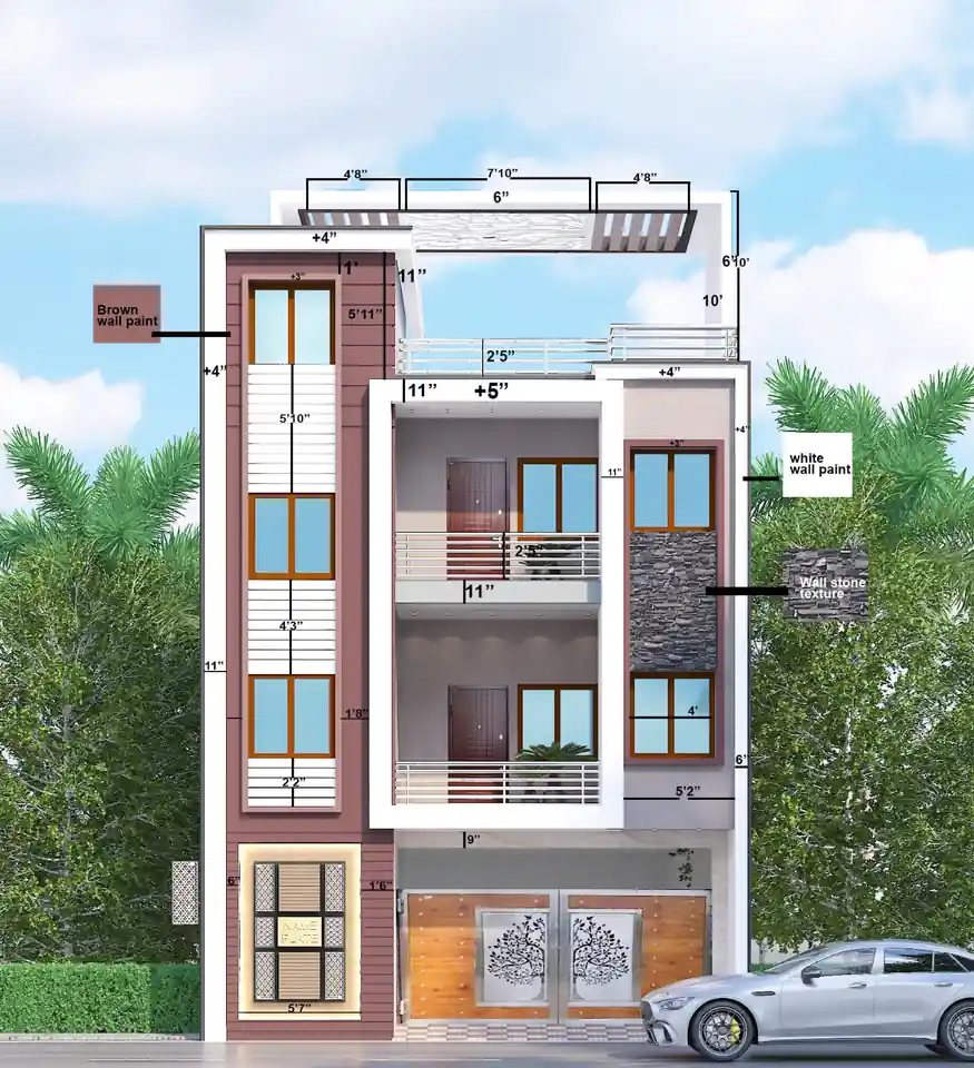 Ongoing Kryston residential project with modern white facade, timber accents and balconies