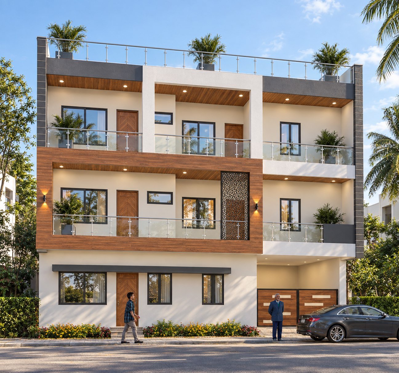 Photorealistic design visualization of a residential construction project in Patna